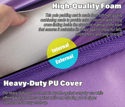 Purple Crash Mat for Pole Dancing, 3ft/3.5ft/4ft/4.5ft/5ft/5.5ft/6ft/6.5ft Large Round Folding Portable Pole Dance Crash Mat, 1.2in/2in/4in Thick Gymnastics Crash Landing Mat Pad ( Color : 180cm/5.9ft