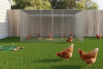 YOPTO Large Chicken Coop 13x8x6.5FT,Walk-in Duck Coop Run Pen with Roof Cover and Automatic Lock,Metal Pet House Cage for Outdoor,Yard,Silver