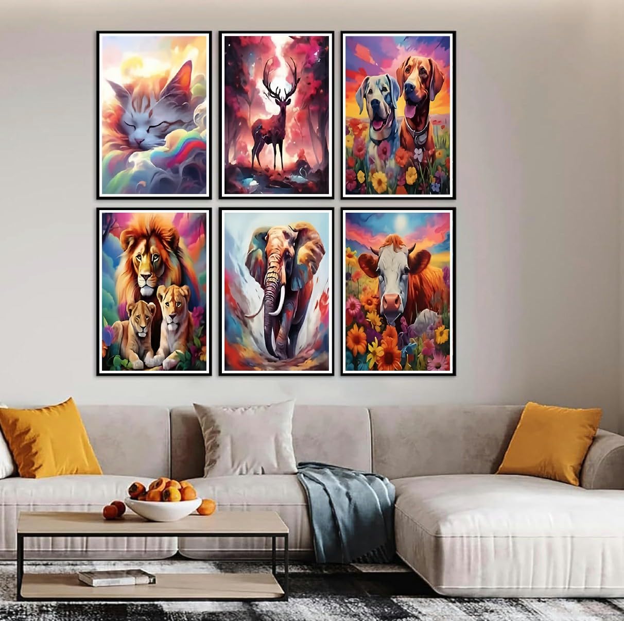 Mowana 6 Pack Animals Diamond Art Kits for Adults- Diamond Painting Kits for Adults Beginners, 5D DIY Full Rhinestone Gem Art for Adults Wall Decor and Gift 16x12inch