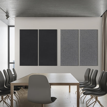2” Thick Acoustic Panels with Hanging Hardware, 2 PCS 47.2” x 23.6” Fiberglass Sound Absorbing Panels for Home Theater Church Office Wall, Black