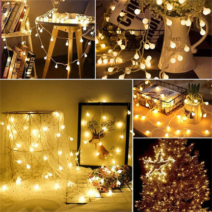 WFGGEH 10ft 20 Globe Plug in String Lights, LED Warm White Globe Fairy Lights for Birthday Christmas Wedding Party Home