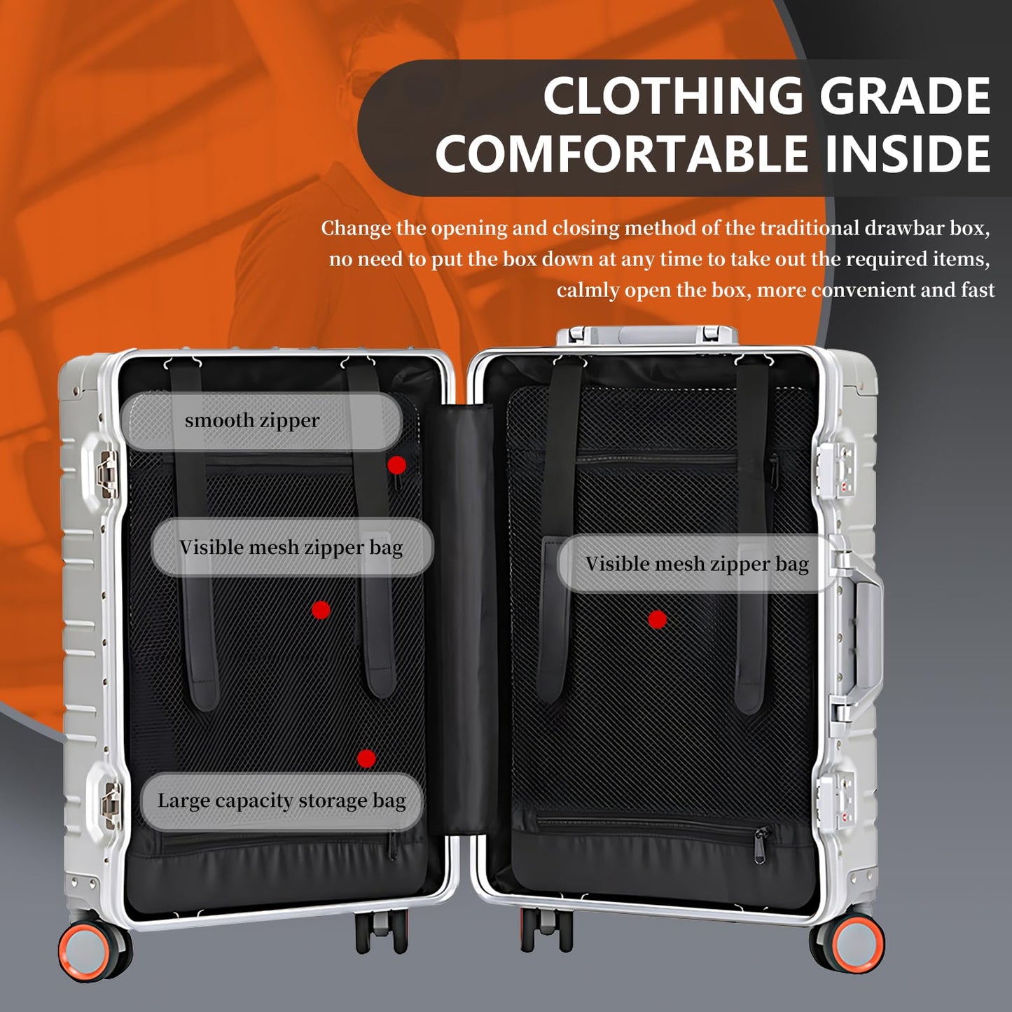 WEICHEN 2 Piece All Aluminum Luggage Set, Full Aluminum-Magnesium Alloy Hard Shell, 20 in Carry on & 29 in All Aluminum Zipperless Luggage, Hard Case Suitcases with Wheels, Aluminum Checked Luggage