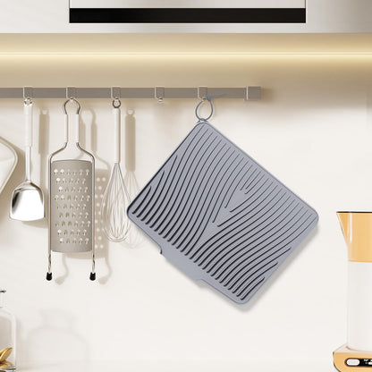 Silicone Dish Drying Mat for Kitchen Counter, Dish Drying Pad, Non-Slip Drain Pad with Built-in Drain, Heat Resistant Stone Drying Mat