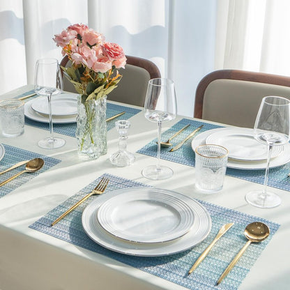 SUMYMERY Placemats Set of 4 Vinyl/Plastic Woven Place Mats for Kitchen Table Indoor/Outdoor Washable Placemat Wipeable Dining Table Mats (Ocean Geode,4)