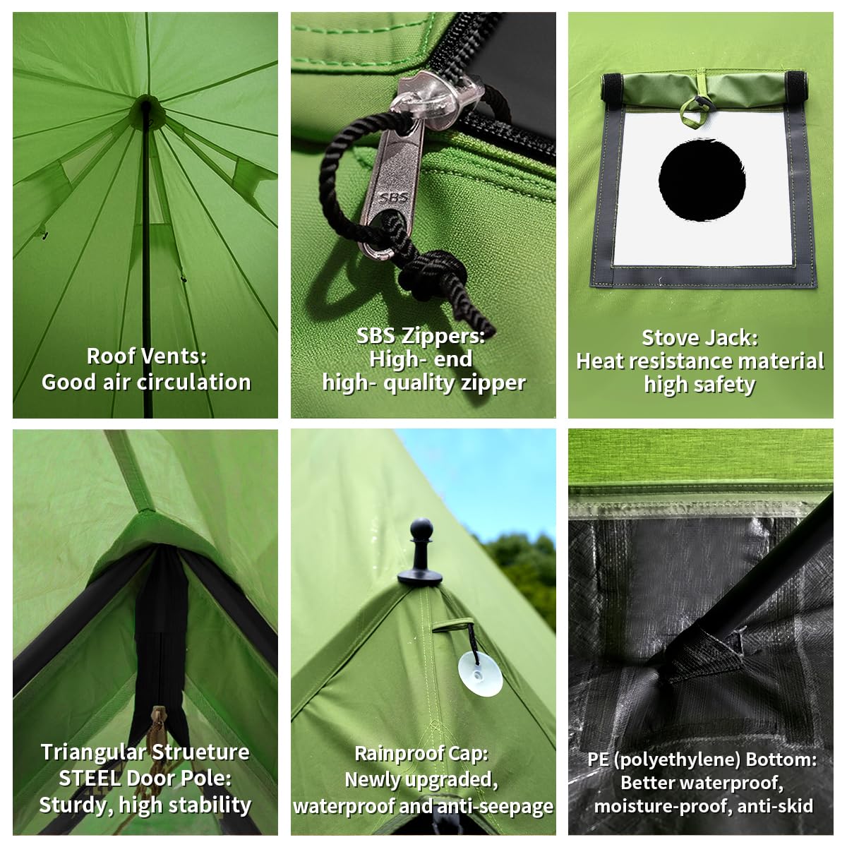 Canvas Bell Yurt Tent with Stove Jack, Waterproof Luxury 4 Season Tents for Family Outdoor Camping 100% Cotton Green Glamping Tents for Hunting, Partie, All Year Living (5M- 269 sq. ft yurt)