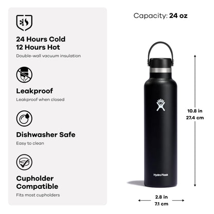 Hydro Flask Water Bottle - Insulated Stainless Steel - Non Spill, Leakproof in 24 Oz Agave Green