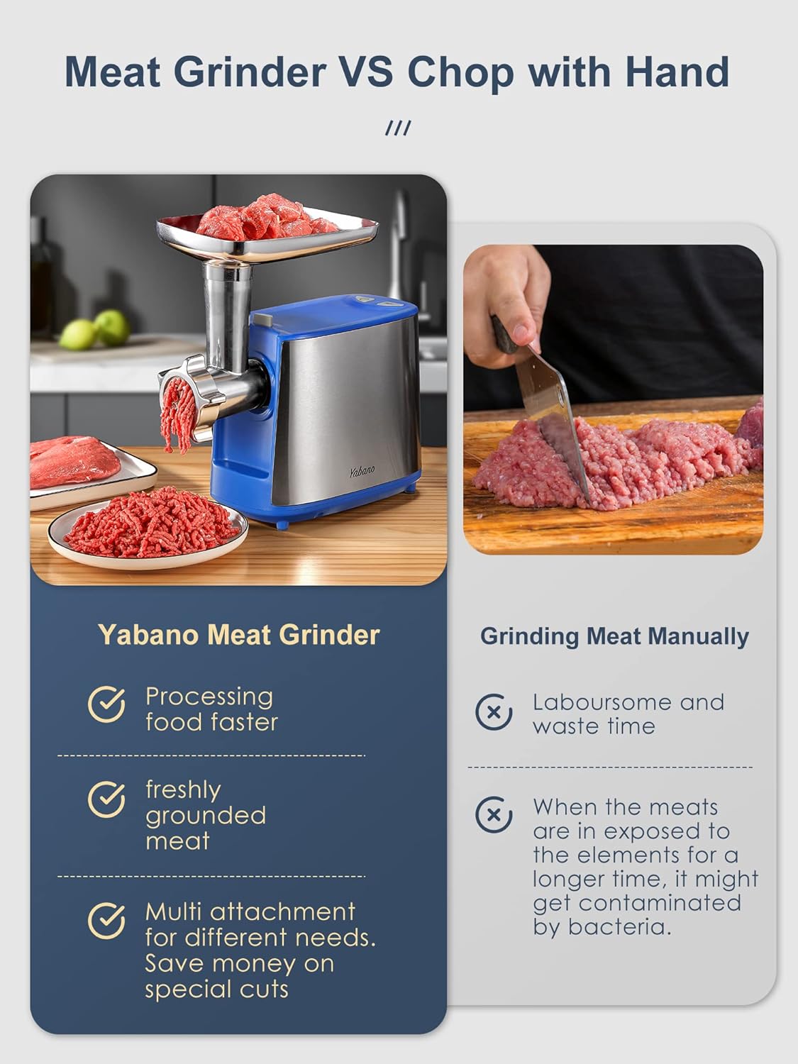 2 Electric Meat Grinder, Heavy Duty Meat Mincer, Sausage Stuffer Maker, Food Grinder with Sausage & Kubbe Kit, Grinder