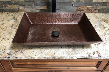 Premier Copper Products Rectangle 20 in. Hammered Copper Vessel Sink in Oil Rubbed Bronze VREC2014DB