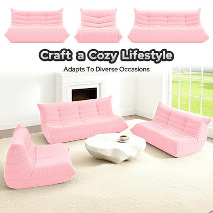 HABUTWAY Bean Bag Chairs Fireside Lazy Floor Sofa, Soft Teddy Fleece 2 Seater Sofa with High-Resilience Foam Filling，Beanbag for Living Room, Bedroom, Office (Pink Teddy)