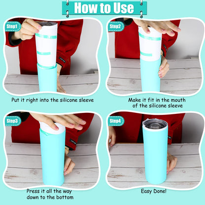 Hysagtek 2 x Sublimation Silicone Wraps for Tumblers 20oz Seamless Sublimation, Silicone Tumbler Wraps, Silicone Sleeves for Sublimation, with Gloves, Heat Tape for Sublimation Tumbler Heat Press