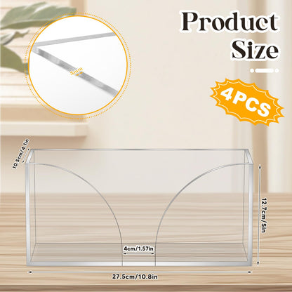 4Pack Clear Paper Towel Dispenser Countertop Acrylic Paper Towel Holder for Bathroom Folded Paper Towel Dispenser Clear Trifold Napkin Holder for Z-fold, C-fold, MultiFold Trifold