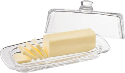 Royalty Art Glass Butter Dish with Lid, Single Stick Container with Handle Cover, Rustic Farmhouse Kitchen Accessory