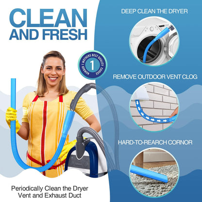PetOde Dryer Vent Cleaner Kit - Versatile Lint Remover for Power Washer & Vacuum Hose