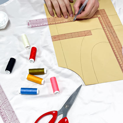 KEARING 12 Inch Plastic L-Square Ruler Clear Sewing Ruler for Pattern Making, Fabric Sewing Measuring Supplies