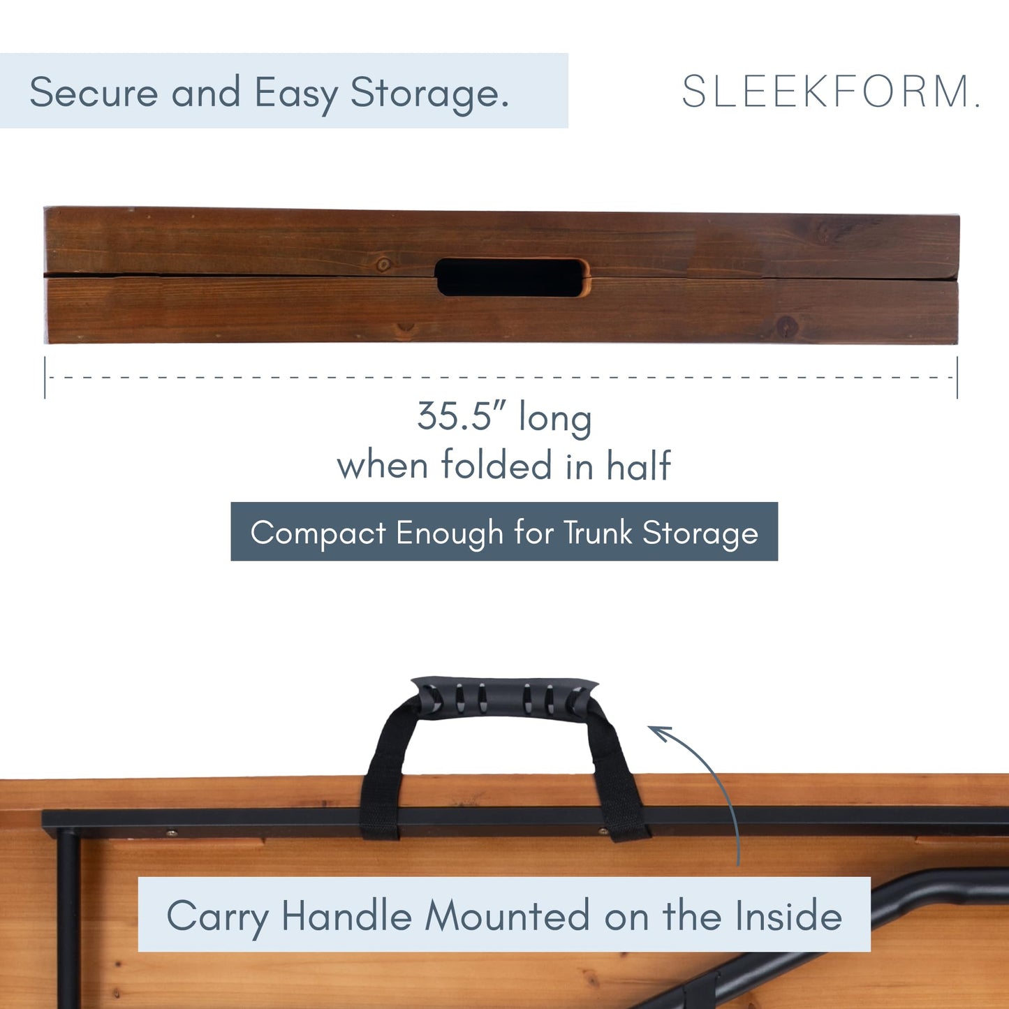 Sleekform 6ft Wooden Folding Table with Handle, Wood Folding Banquet Tables for Dinner - 6 Foot x 28 in, Portable, Sturdy & Lightweight Foldable Table for Dinner, Conference or Picnic - Walnut