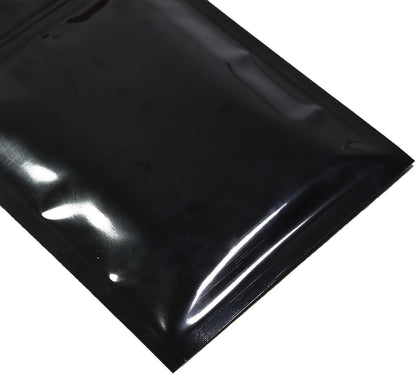 QQ Studio Double-Sided Metallic Foil Locking Bag, 7.5x10cm (3x4), Durable Flat Style, Black