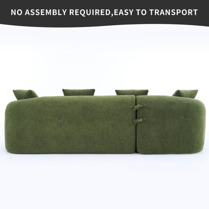 KEIKI L-Shaped Chenille Modular Sectional Couches with Chaise Lounge & 4 Pillows, 3 Seater Oversized Upholstered Luxury Plush Cloud Sofa for Living Room Apartment, Full Sponge Compression