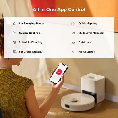 roborock Q10 S5+ Robot Vacuum and Mop, 10,000Pa Suction, Upgraded from Q8 max+, 70 Days Self-Emptying, Obstacle Avoidance, Sonic Mopping, Dual Anti-Tangle Design, Auto Mop Lifting, Ideal for Pet Hair