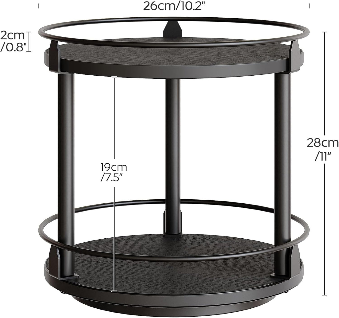 2 Countertop SR22BK YATINEY Lazy Susan Organizer, Rotating Spice Rack, Tier Spice Turntable Organizer, Industrial