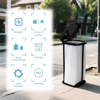 UUFCTY Collapsible Trash Bag Holder Portable Garbage Bin Holder Stand for Kitchen Outside High Capacity Plastic Outdoor