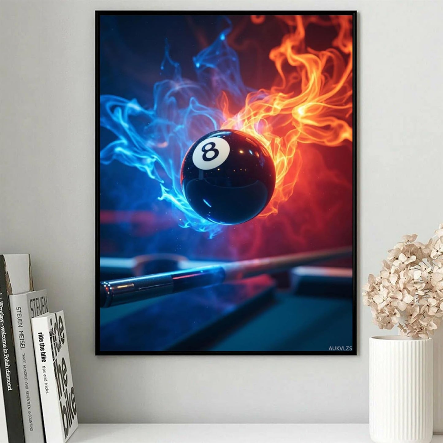 AUKVLZS Billiard Sphere Flaming Duel Diamond Art Kits for Adults, 5D DIY Full Drill Diamond Painting Kits for Adults Beginners, 12x16 in Diamond Painting Kit for Wall Home Decor (No Frame)