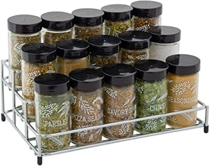 15 Countertop 5 9.5 5.8 9 Kamenstein Jar Lincoln Spice Rack with Spices Included, FREE Spice Refills for Years, Chrome