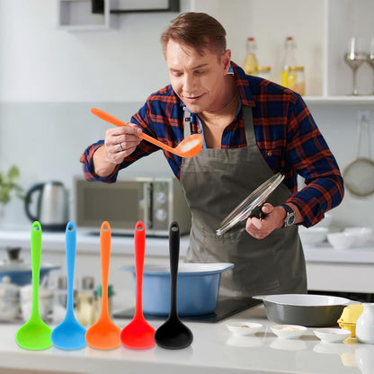 5 Pieces Silicone Ladles, Small Soup Ladle Spoon, Heat Resistant Kitchen Spoons for Cooking and Serving Sauce, Chili,