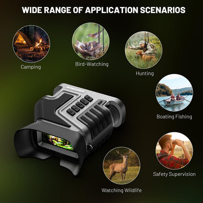 WOSPORTS 4K Night Vision Goggles – up to 80X Total Magnification, 10X Optical + 8X Digital Zoom, 1315FT Vision Range, 5000mAh Rechargeable Battery, IPX Waterproof NVG, Gifts for Men