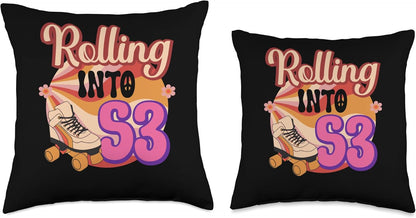 In-line Skates Towards 1973 Rolling Into 53 Throw Pillow, Multicolor, 16x16