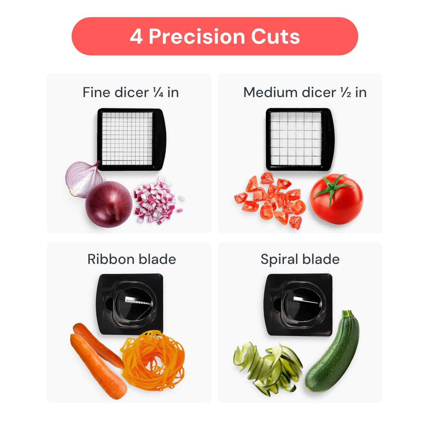 Fullstar The Original Pro Chopper - Vegetable Chopper and Spiralizer, Food Chopper with Container, Fruit Slicer, Kitchen Gadgets & Gifts, Home Essentials (4 in 1, Black)