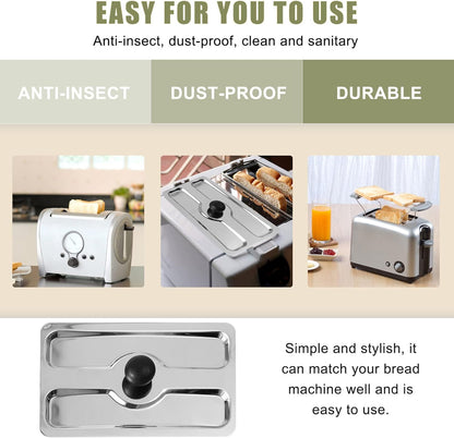 LIFKOME Metal Toaster Dust Covers, Stainless Steel Electric Bread Maker Upper Covers for Toaster Appliance Accessories