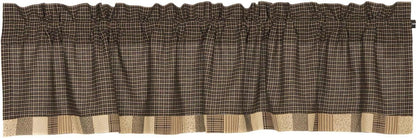 VHC Brands Kettle Grove Window Curtain, Black Valance Block Border, 16x72