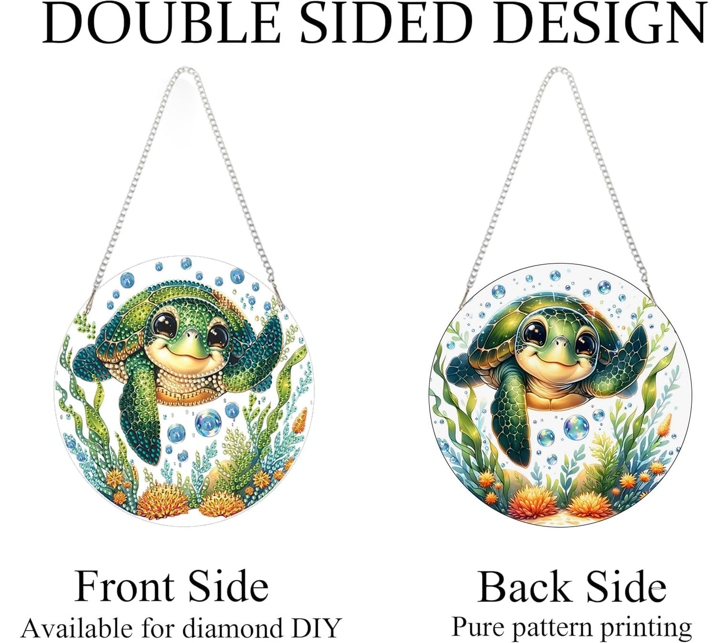AIBOERL Diamond Art Hanging Kit for Adult,Special Shaped Rhinestone,Double Sided 5D DIY Acrylic Diamond Art Painting Window Pendants Home Garden Wall Hanging Kits Hanging Ornament (Turtles)