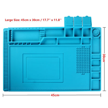 Solder Mat, Large Silicone Electronics Repair Mat, Premium Heat Resistant 932°F Magnetic Soldering Mat for Cell Phone, Laptop Repair, BGA Soldering Gun Iron 17.7''x 11.8'' Blue