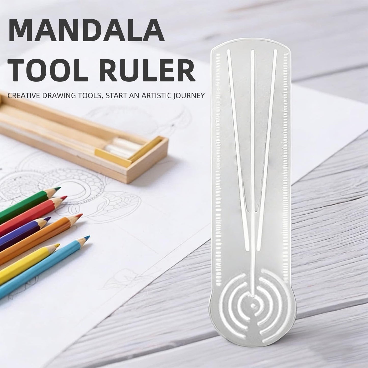MIUPOO 3 in 1 Clear Acrylic Mandala Tool Ruler,Mandala Dot Art Circle Maker,Ruler Tool Holes,Geometric Drawing Stencil,Geometric Art Painting Ruler with Measuring Marks,1Piece.