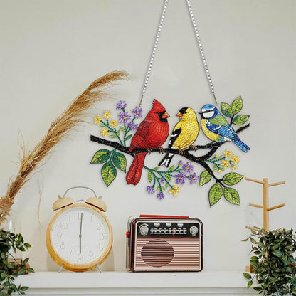LPDJITO Bird Diamond Art Hanging Kits for Adults, Double Sided DIY Acrylic Diamond Art Painting Window Pendants Home Garden Wall Hanging Kits Hanging Ornament