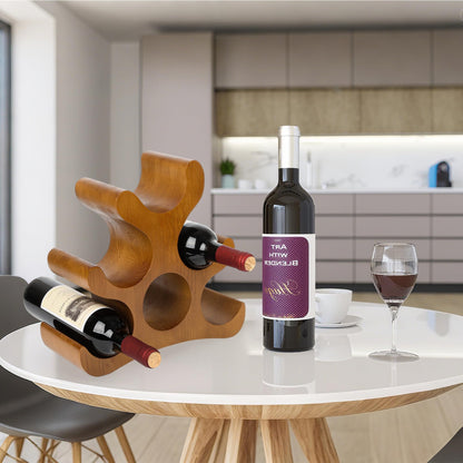 TRUDING Countertop Wine Rack - 6 Bottle Wooden Wine Rack - Freestanding Wine Bottle Holder Stand - Wine Storage Rack for Cabinet Pantry Bar Kitchen (Brown)