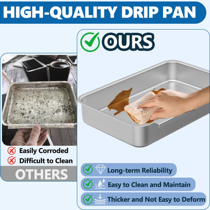 SafBbcue 93305 Grease Catch Pan for Weber Spirit e-310/210/220/320/330 Genesis II e-310 e-315 e-325 e-330 e-335 Grill Grease Tray with 20 Pack Disposable Drip Liners, Replacement Part for Weber#83156