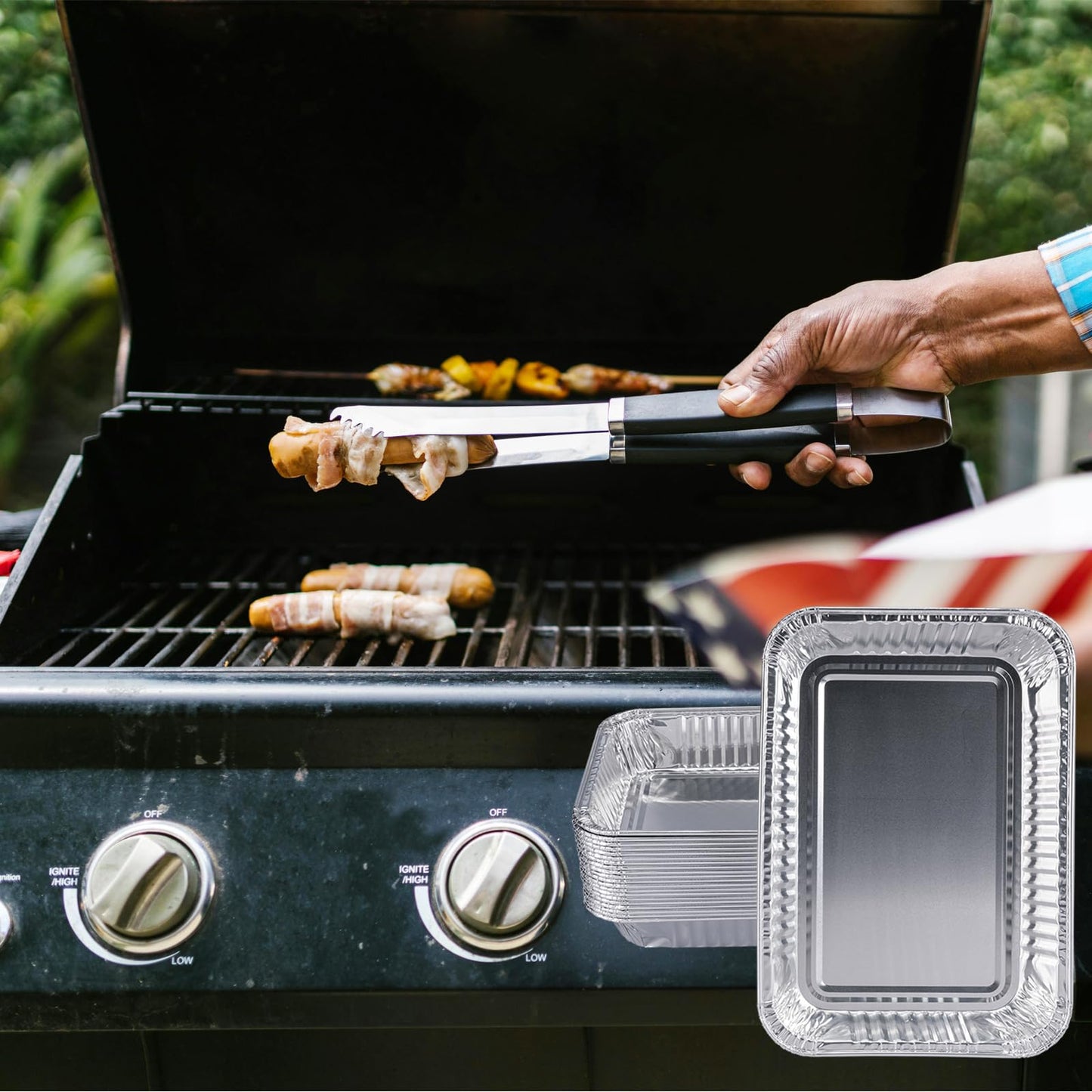 SilvaKoon 20 Pack Grill Drip Pans, Compatible with Weber 6415 Grill Accessories, Genesis, Traveler, Q Series, Disposable Aluminum, Foil Grease Trays 8.5" X 6" (20 Pack)