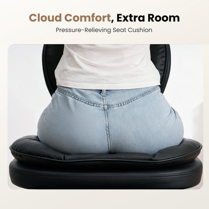 HOMRELEXA Extra-Wide & Tall Cross-Legged Office Chair – Deeply-Padded Cloud Seat, Ergonomic Back Support, Adjustable Height for ADHD & Meditation, Black
