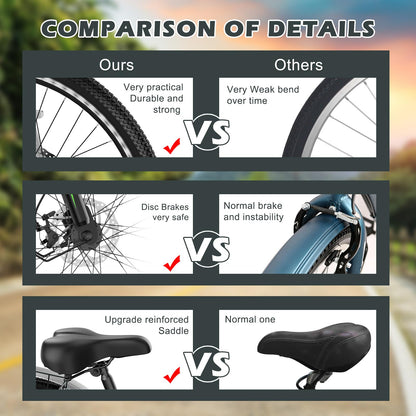 ABORON Adult Mountain Tricycle, 7-Speed 3-Wheel Mountain Bikes 24/26/27.5inch Available, Front Suspension, Disc Brake