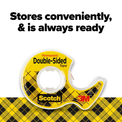 Scotch Double Sided Tape with Tape Dispenser, Office and School Supplies for Arts and Crafts, Alternative to Scrapbooking-Tape, 0.5 in. x 400 in., 2 Rolls with Dispensers (Pack of 2)
