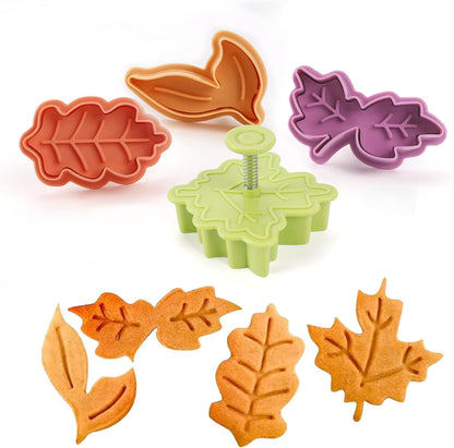 Yunko Cake Leaves Baking Pie Crust Cookie Cutters, Set of 4