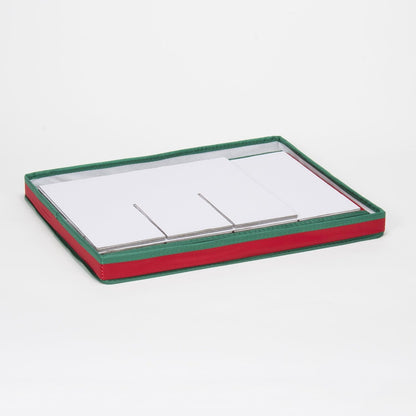 Household Essentials 540RED Holiday China Storage Chest with Lid and Handles, Red Canvas