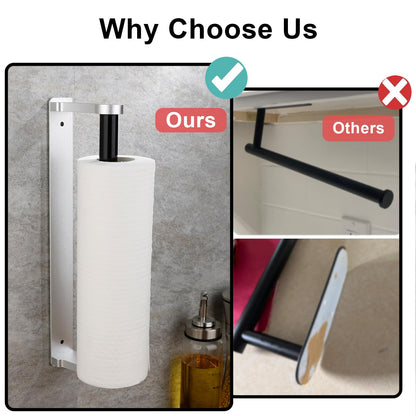 MONEER Paper Towel Holder Under Cabinet, Paper Towel Holder, Aluminum Alloy Kitchen Towel Holders, Self Adhesive Kitchen Roll Holder for Kitchen, Bathroom, Living Room (Silver)