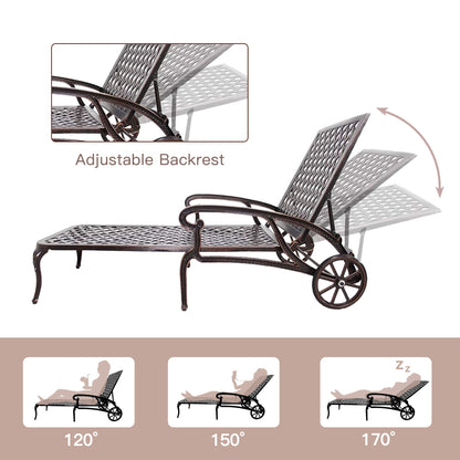 Villeston Chaise Lounges Outdoor - Lounge Chairs for Outside Pool Tanning Chair Adjustable Patio Reclining Cast Aluminum for Beach Yard, Antique Bronze