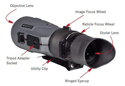 Vortex Optics Recon R/T 15x50 Monocular - XD Optical System, MRAD Reticle, Utility Clip, Tripod Adaptable, Rubber Armor, Non-Slip Grip, Fogproof, Waterproof - Unlimited, Unconditional Warranty
