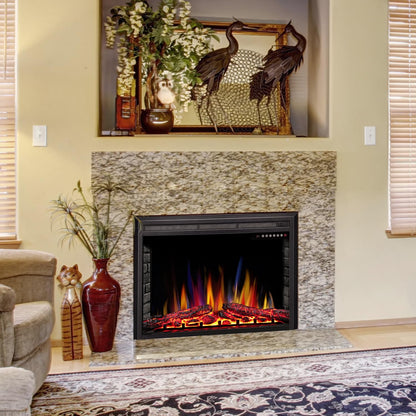 ELECTACTIC 36" Electric Fireplace Insert,Recessed Electric Stove Heater,Touch Screen,Remote Control,750W-1500W with Timer & Colorful Flame Option (36" X 27")