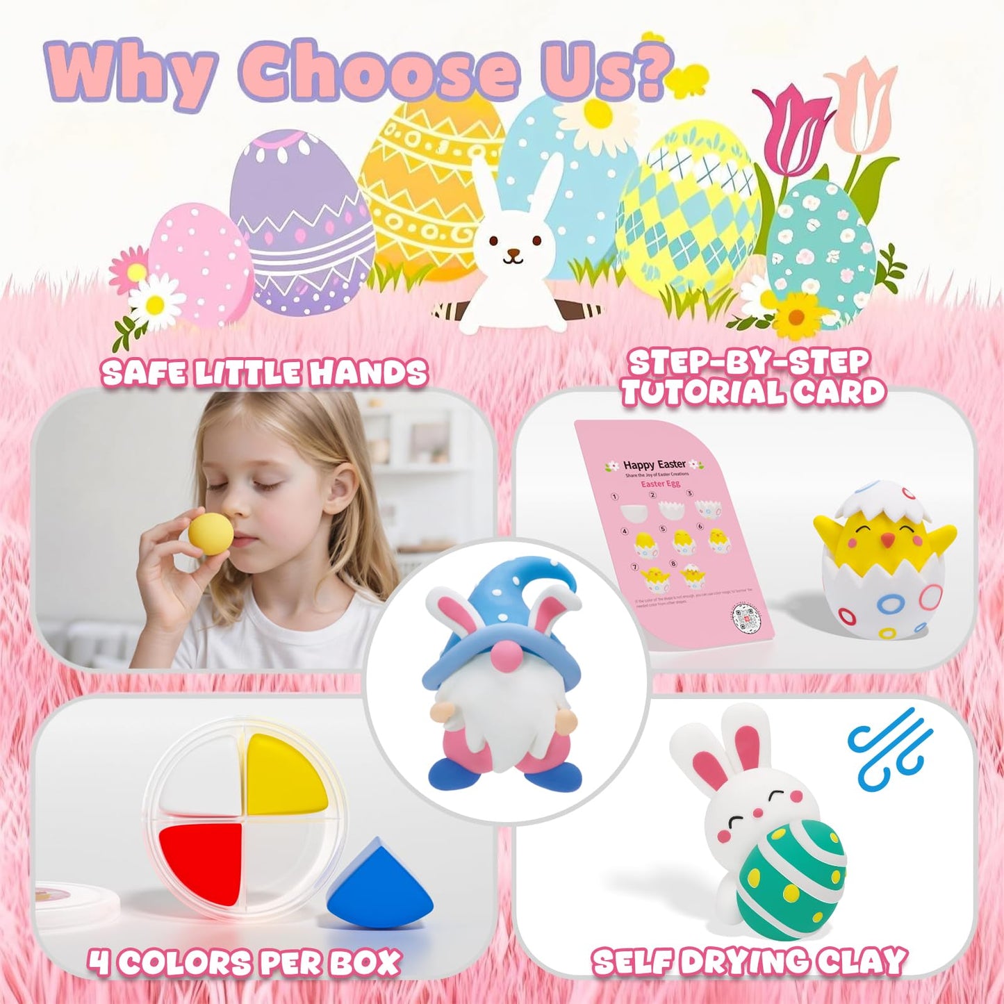 Loufor Air Dry Clay Kits Easter - Modeling Clay for Kids, Ultra Light & Soft, Safe & Non-Toxic, 12 Boxes Model Magic Clay with Sculpting Tools und Tutorials, DIY Creative Arts und Crafts Toys Gifts
