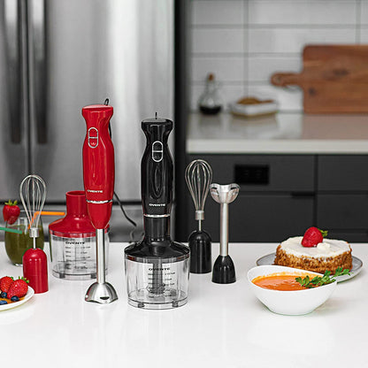 OVENTE Immersion Hand Blender, 300W Electric Handheld Portable Stick Mixer with 2 Mixing Speed and Stainless Steel Blades for Effortless Blending Smoothies, Shakes, Puree or Baby Food, Red HS560R